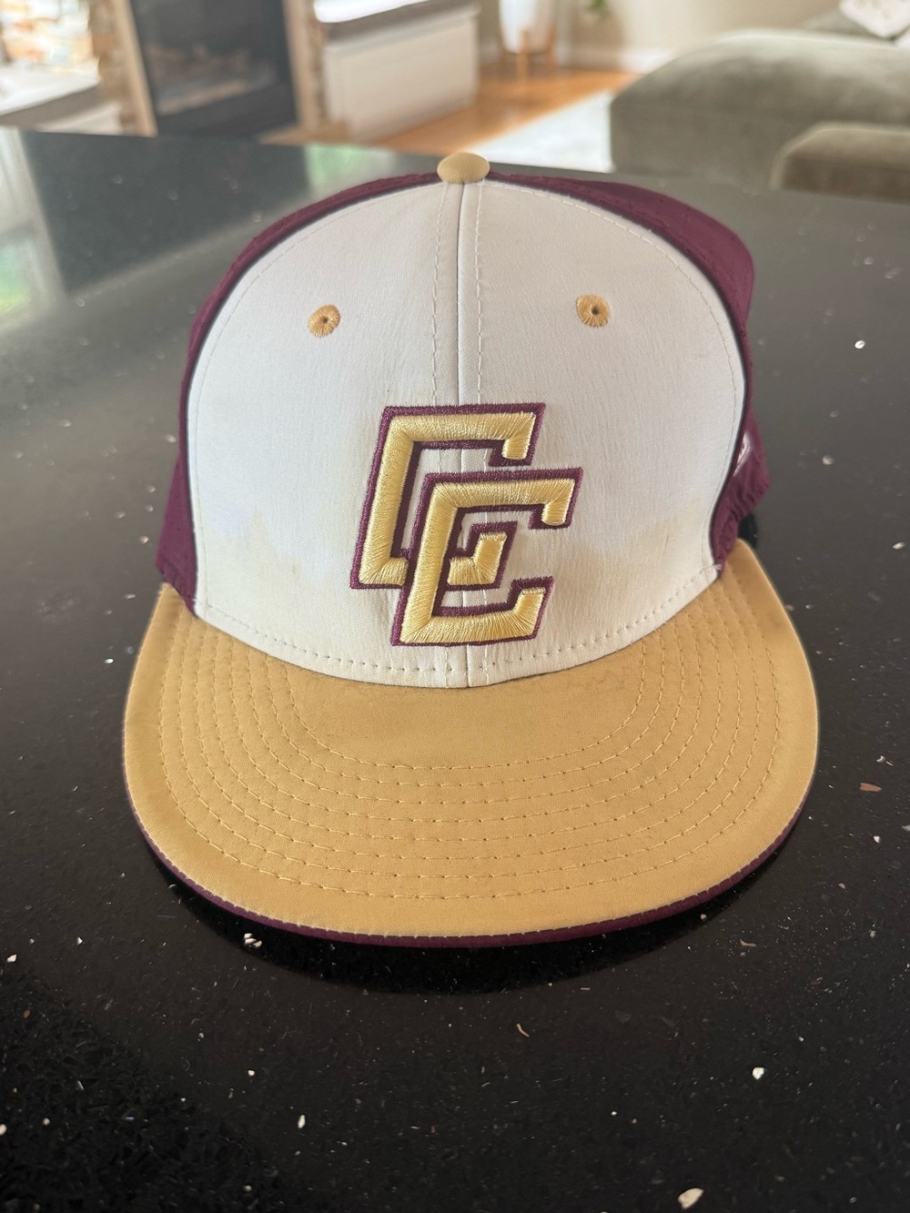 Columbia City Eagles Maroon, White & Gold Baseball Cap with Embroidered CC Logo